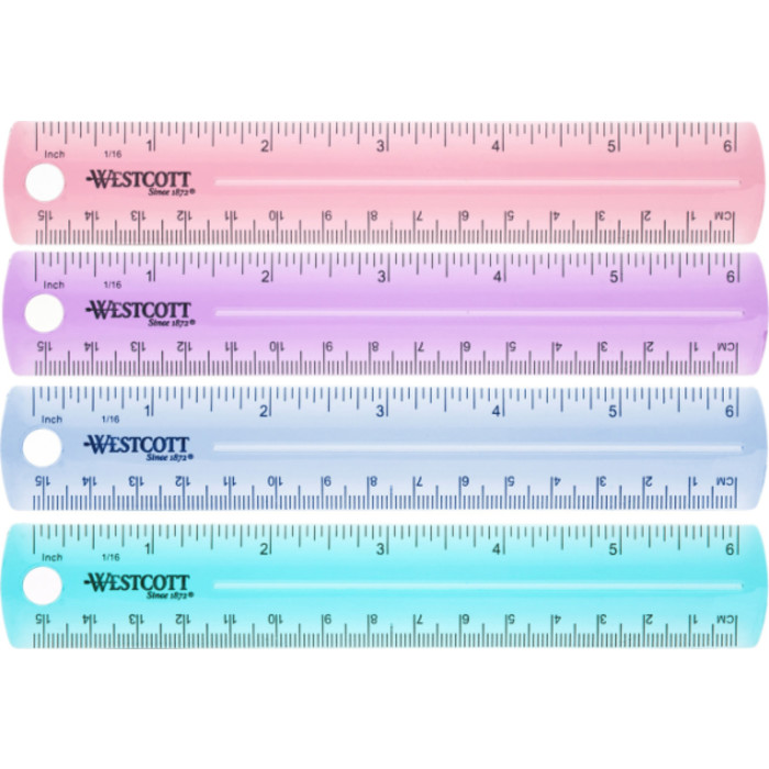 6" Plastic Ruler, Assorted Colors (No Color Choice)