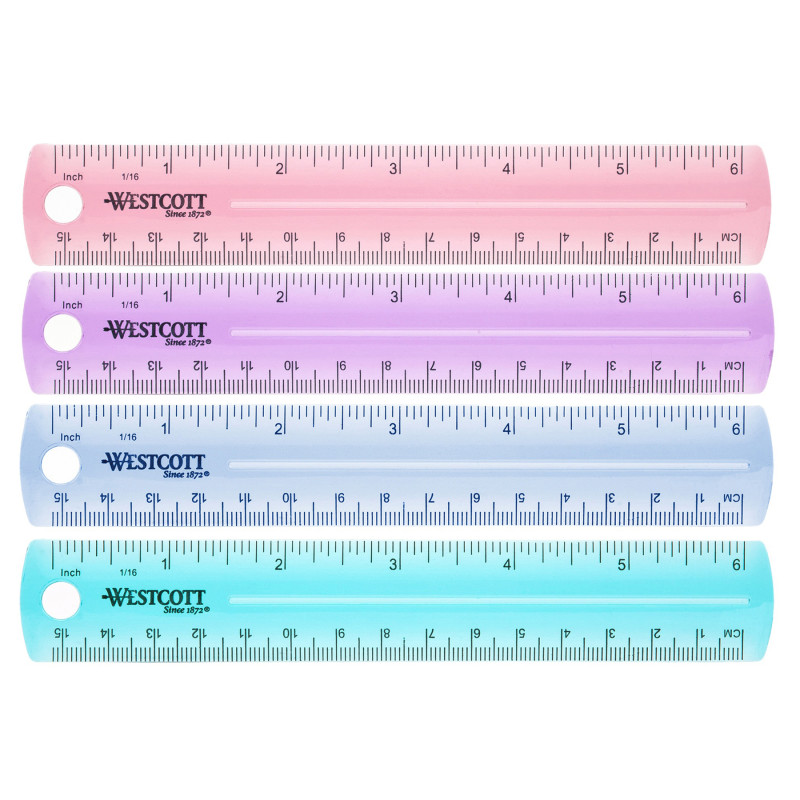 6" Plastic Ruler, Assorted Colors (No Color Choice)