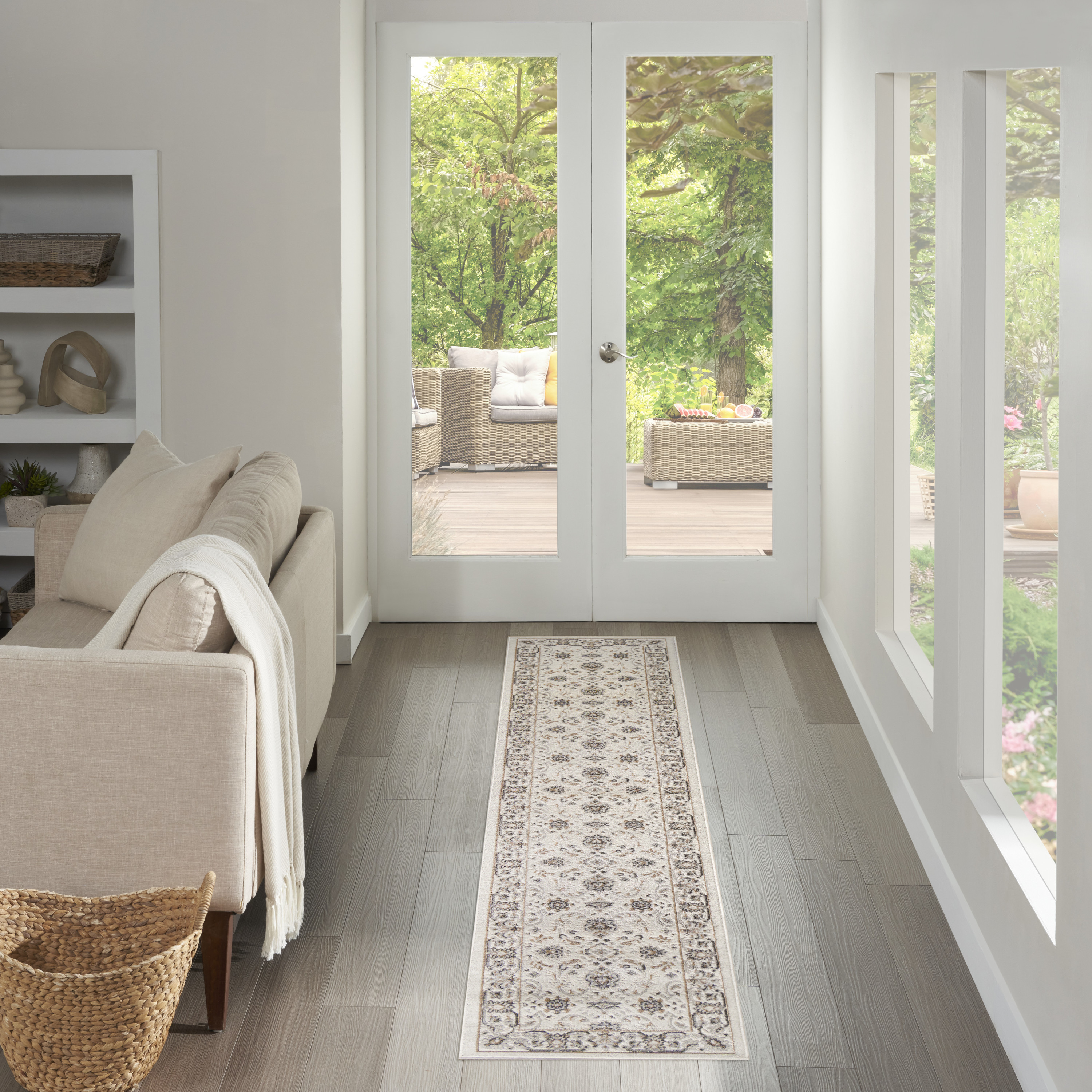 Nourison Serenity Home 2'2" x 7'6" Ivory Mocha Vintage Indoor Rug