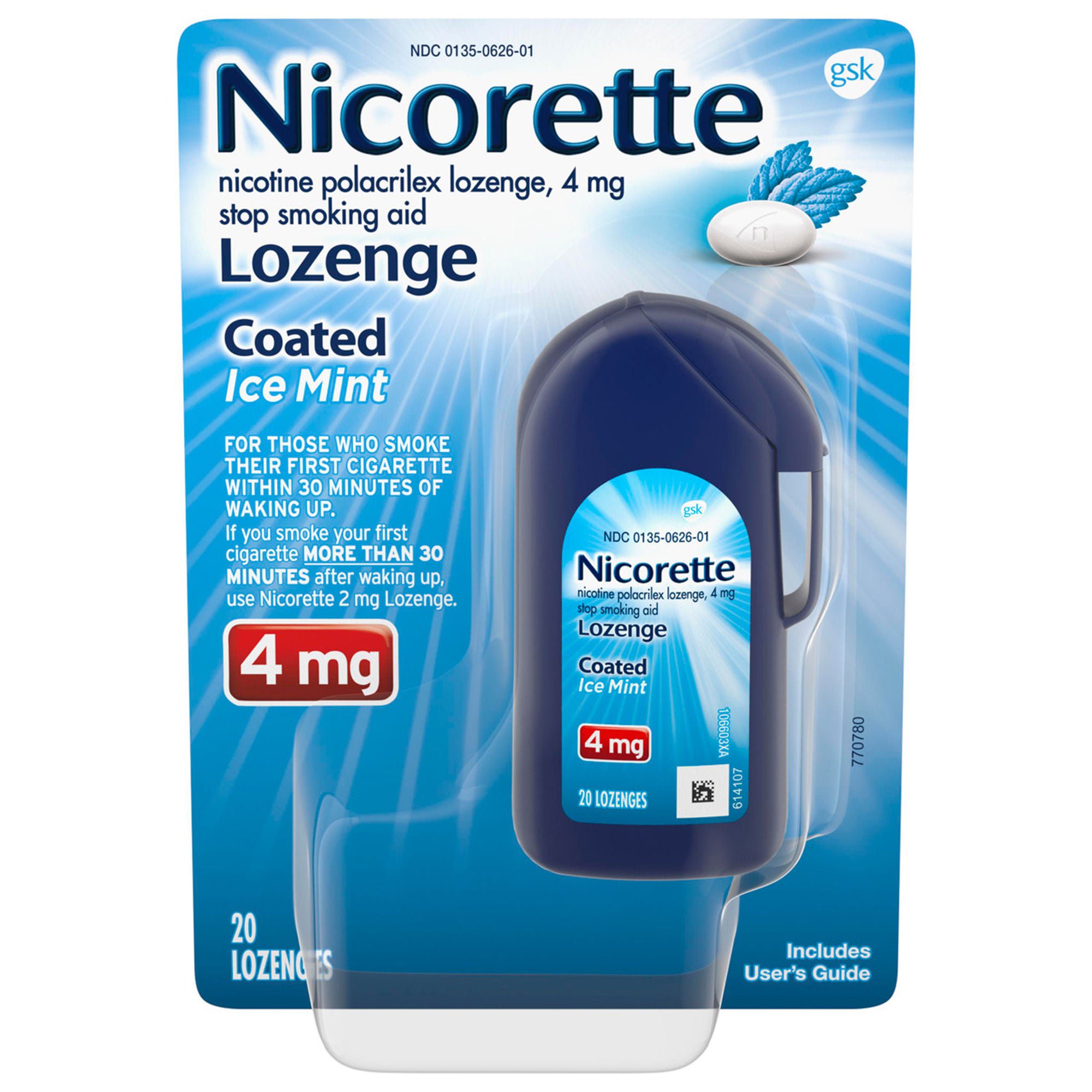 Nicorette Nicotine Polacrilex Gum 4 mg White Ice Mint