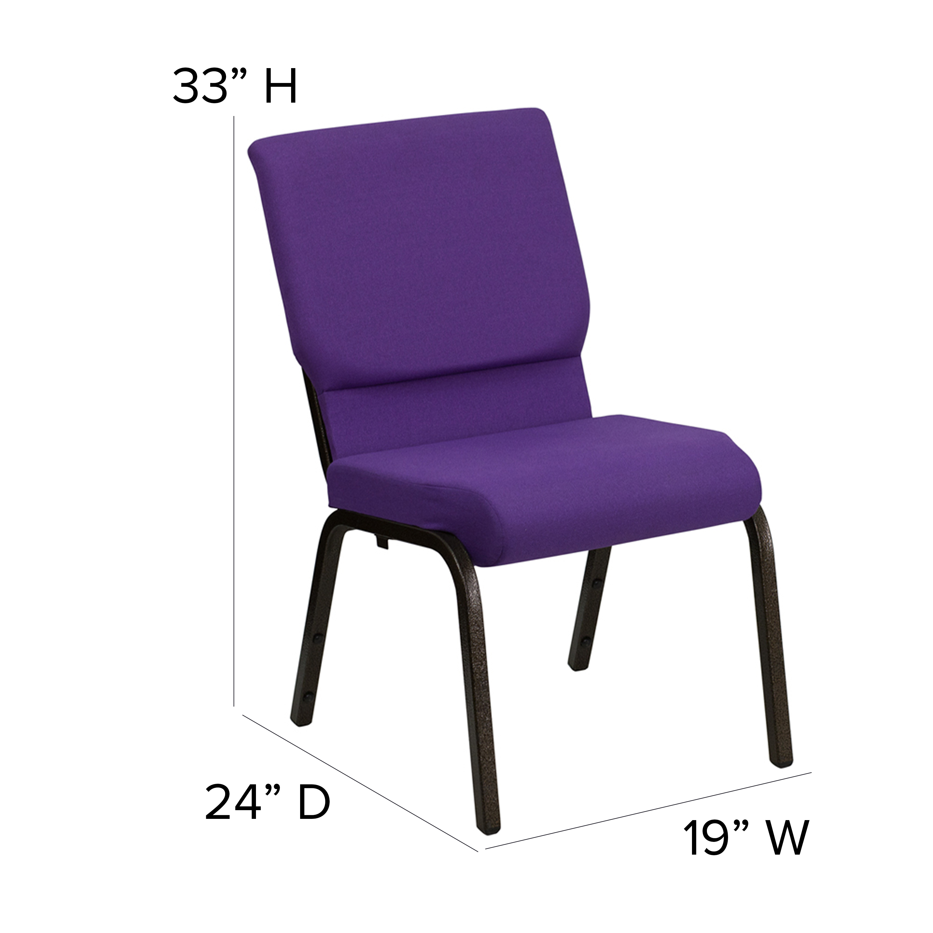 HERCULES Series 18.5''W Stacking Church Chair in Purple Fabric - Gold Vein Frame - Picture 134 of 140