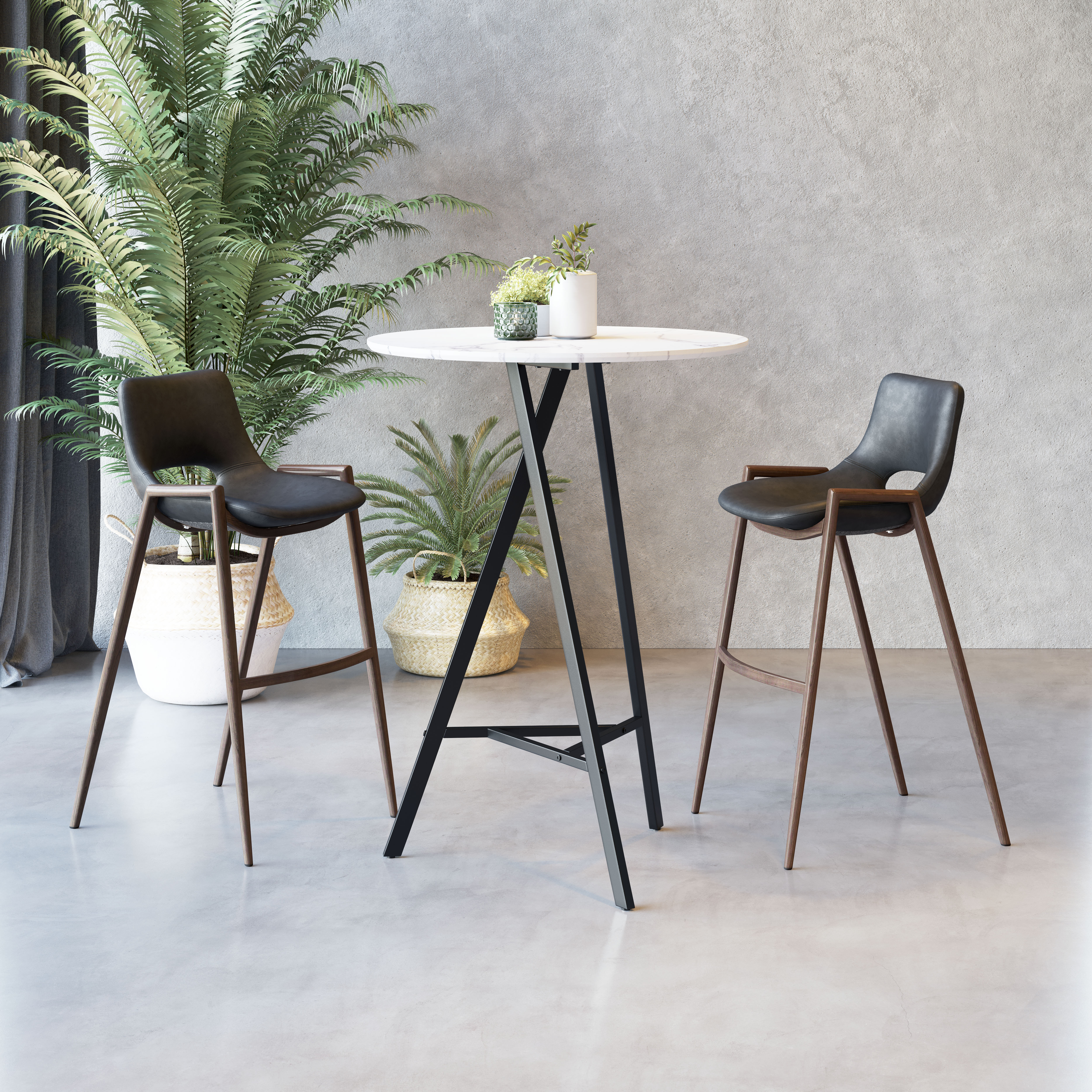 Desi Barstool (Set of 2) Black & Walnut product image