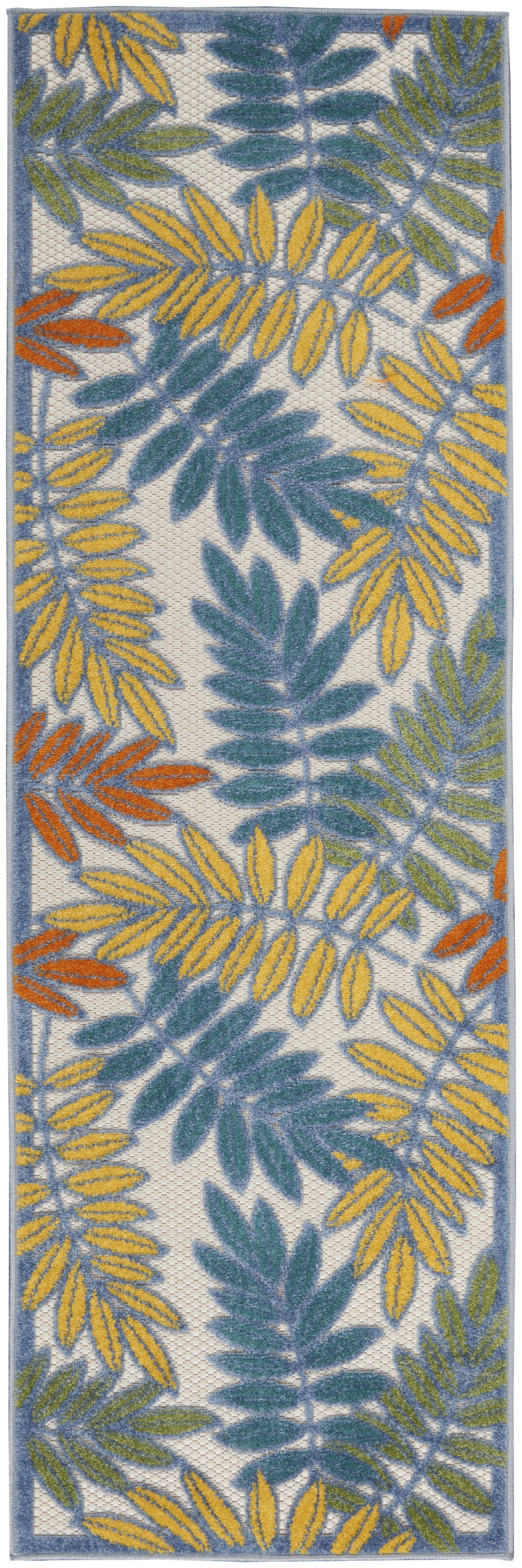 Nourison Aloha 2'3" x 8' Ivory Multicolor Tropical Rug