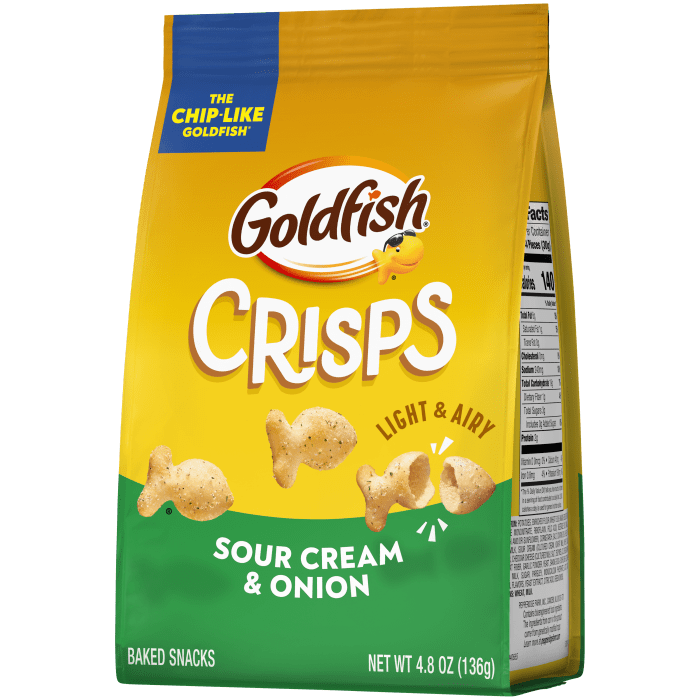 Goldfish® Sour Cream & Onion Baked Snacks, 4.8 oz, bag - Right Angle Image