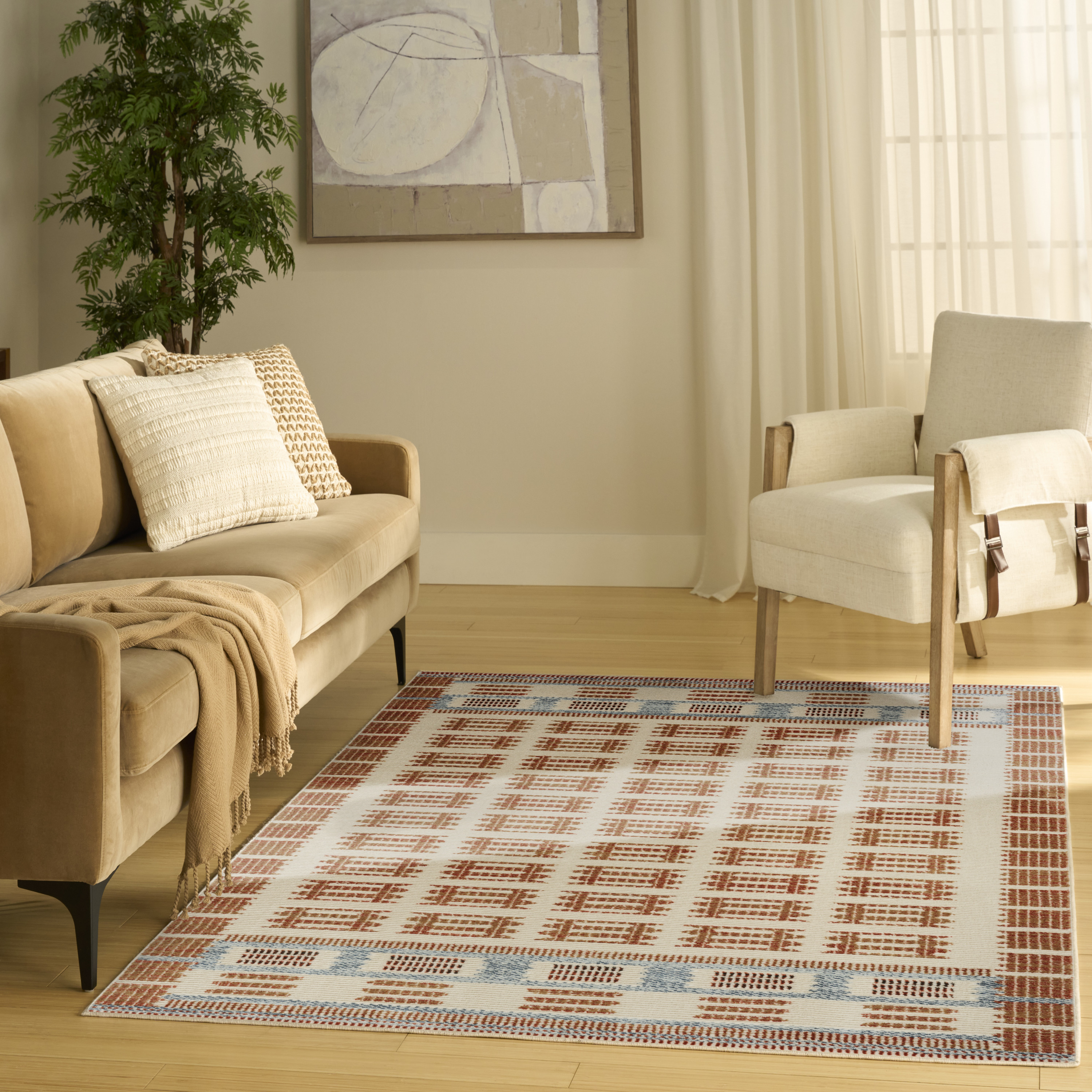 Nourison Nordic 4' x 6' Ivory Rust Modern Indoor Rug