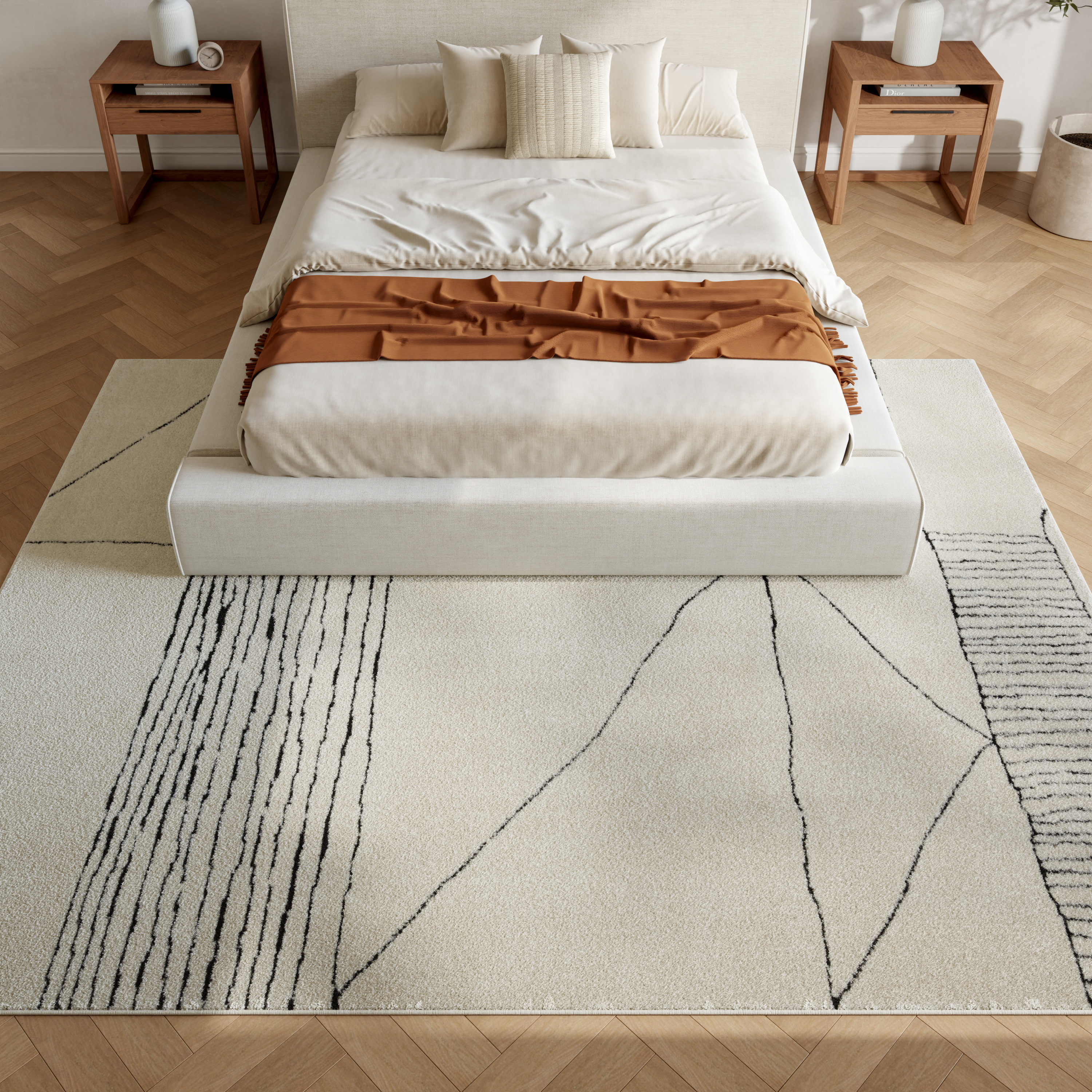 Nourison Modern Comfort 7'10" x 9'10" Ivory Black Scandinavian Indoor Rug