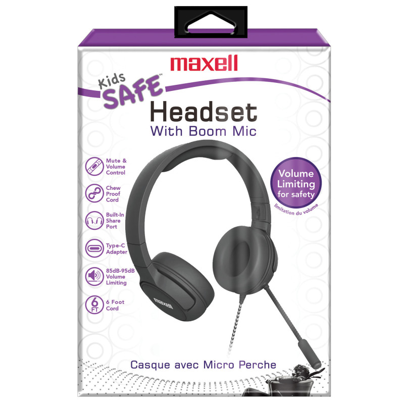 Kids Safe Listening Overear Headset with Boom Mic