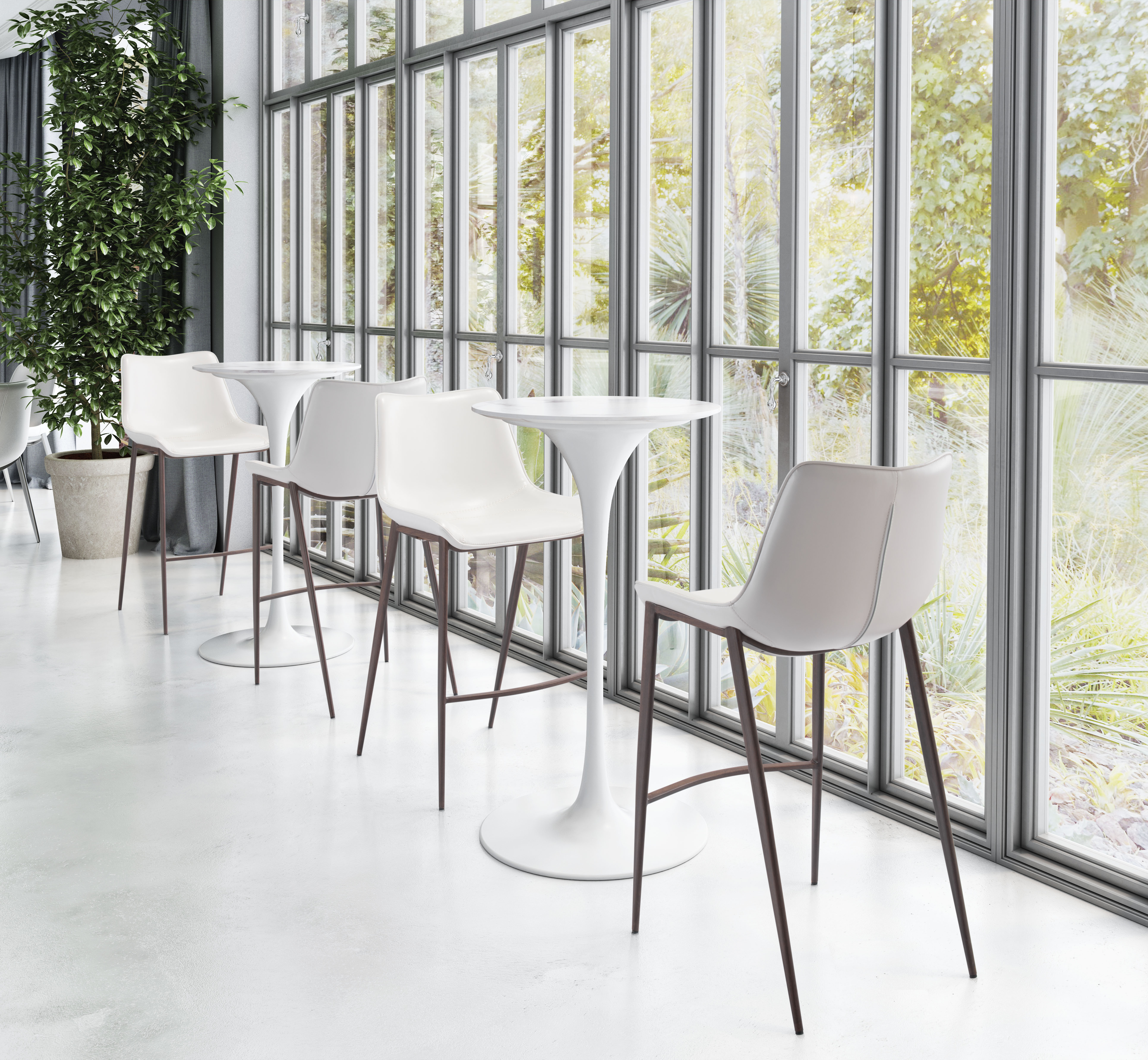 Magnus Barstool (Set of 2) White & Walnut product image