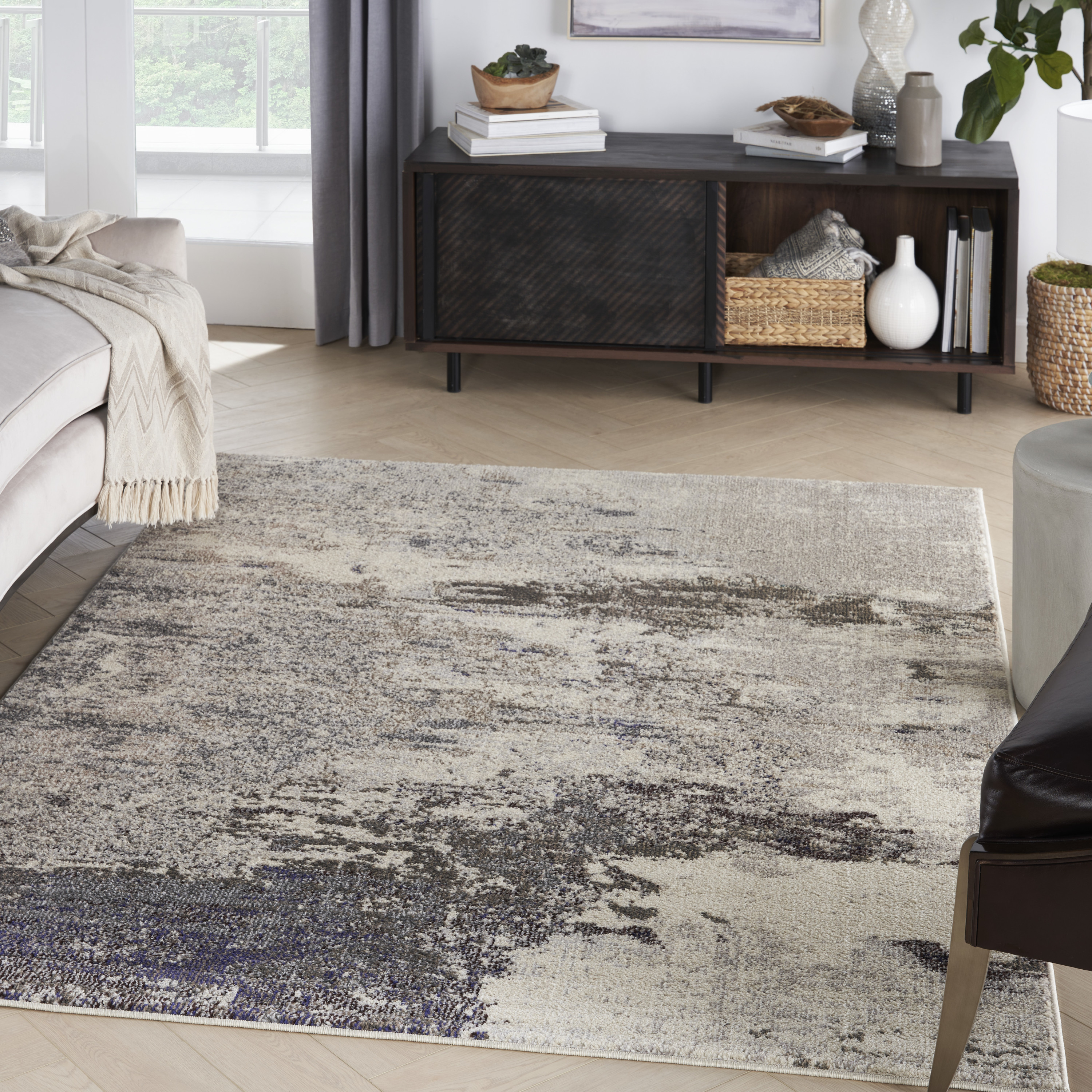 Nourison Celestial 3'11" x 5'11" Ivory Grey Modern Indoor Rug