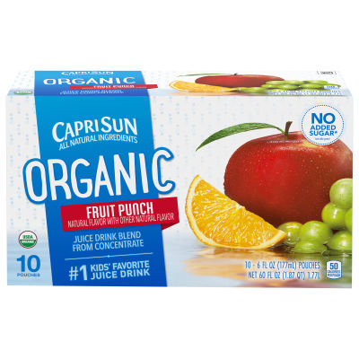 Capri Sun Organic Fruit Punch Juice Drink Blend, 10 ct Box, 6 fl oz Pouches