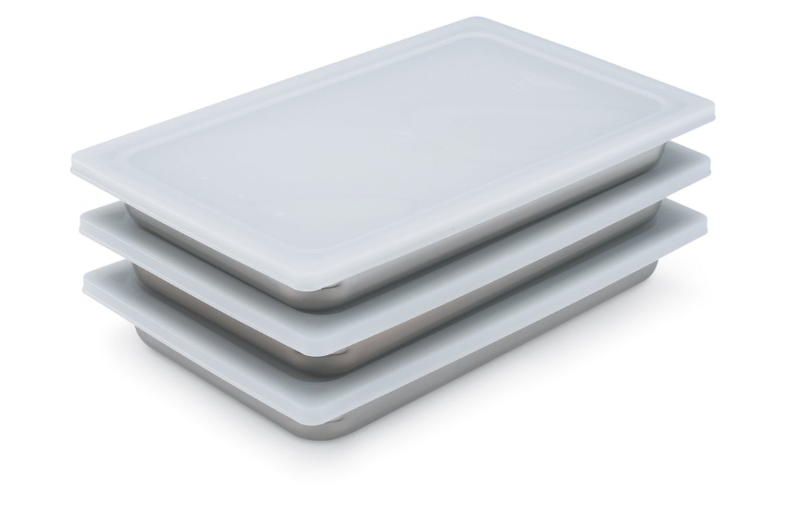 Full-size Super Pan V® flexible steam table pan lid in white