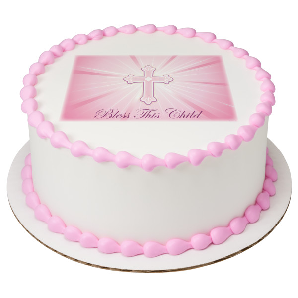 Bless This Child Pink PhotoCake® Edible Image®