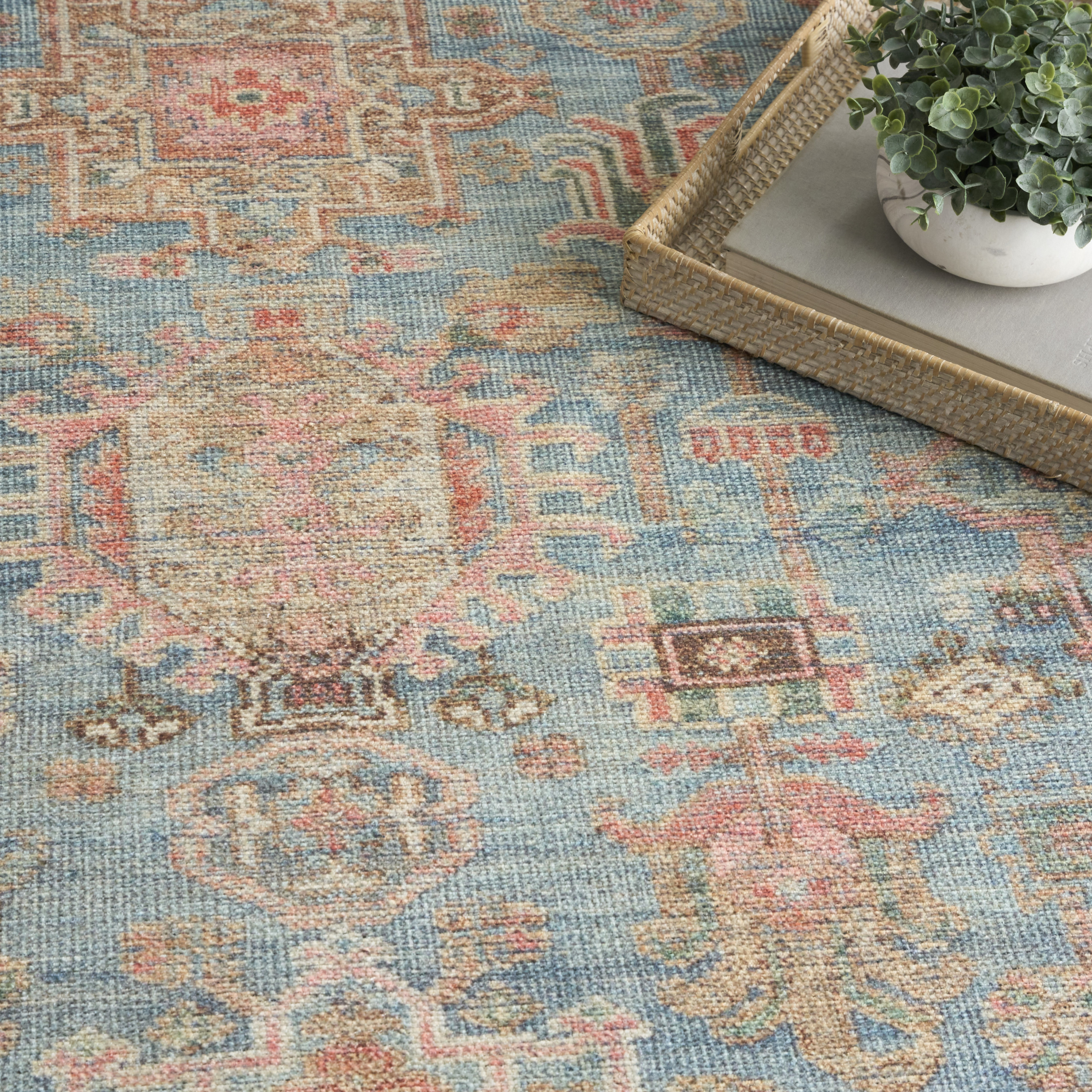 Nourison Vintage Washables 4' x 6' Navy Multicolor Vintage Indoor Rug