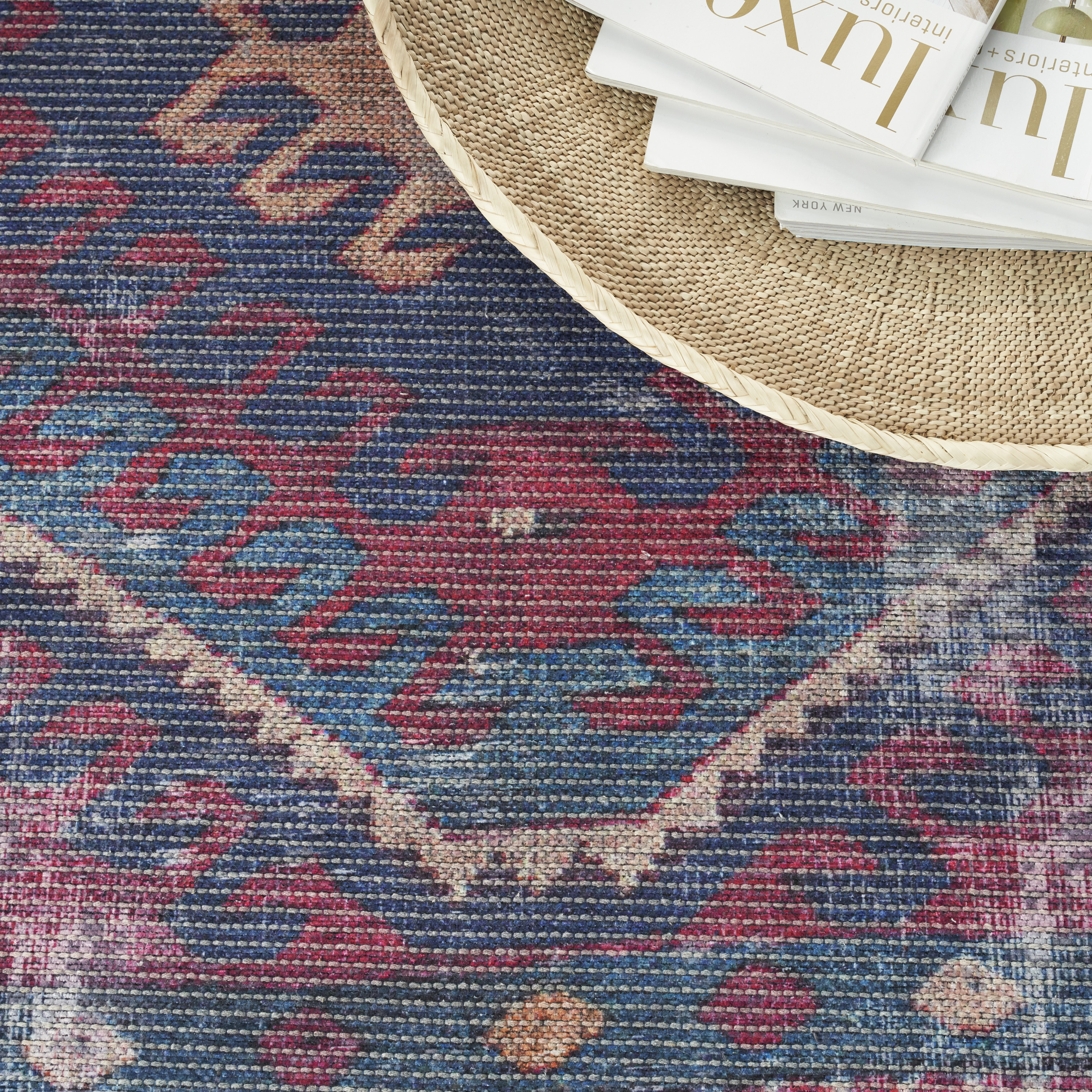 Nourison New Concept Washables 9'2" x 12' Red Navy Vintage Indoor Rug