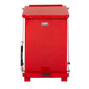 Rubbermaid Commercial, Defenders, 4 gal, Metal, Red, Square, Receptacle