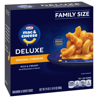 Kraft Deluxe Original Cheddar Macaroni & Cheese Dinner Family Size, 24 oz Box