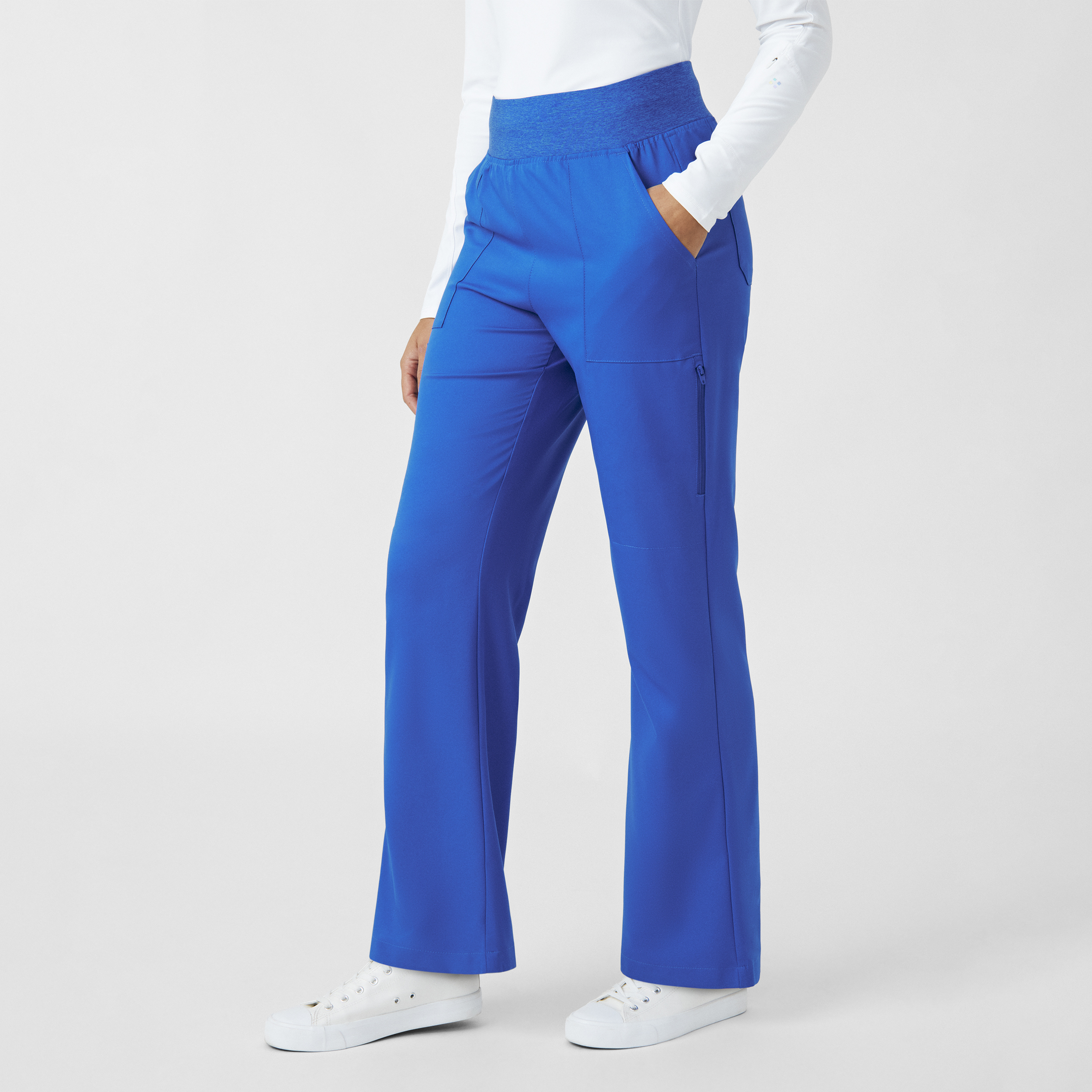 White Cross VIBE WB421 Women&#8216;s Moisture Wicking 6 Pocket Straight Leg Cargo Scrub Pants with Knit Waist and Internal Drawcord-White Cross