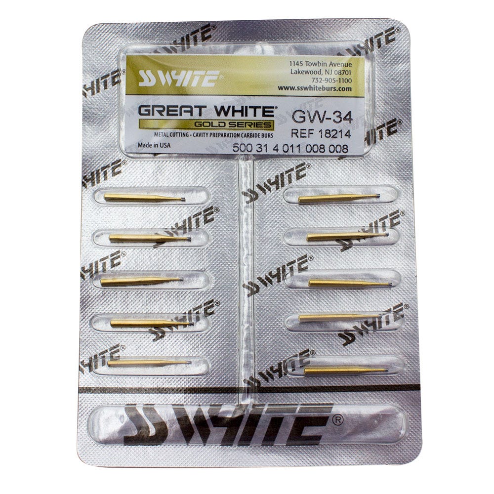 Great White™ Bur Carbide #GW34 Inverted Cone FG - 10/Box