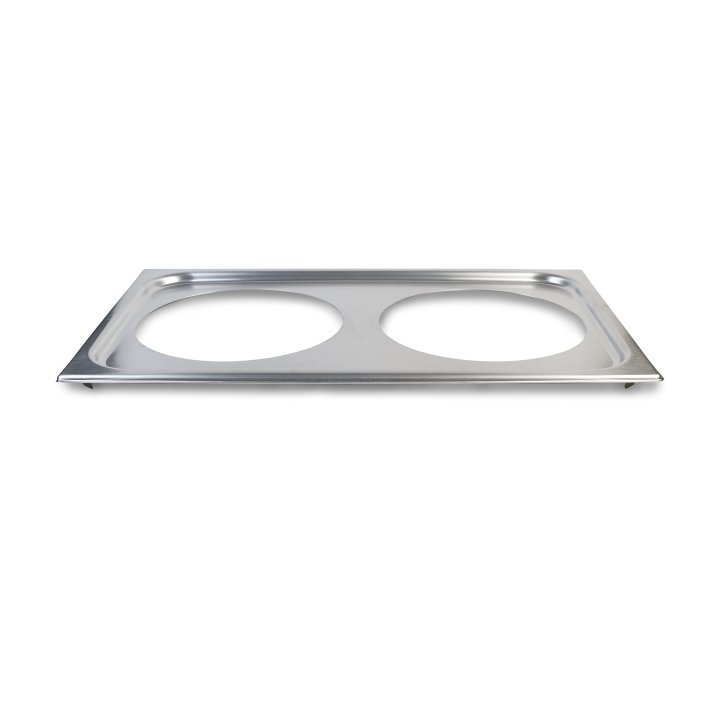 Two-opening stainless steel adapter plate for 7 ¼-quart insets