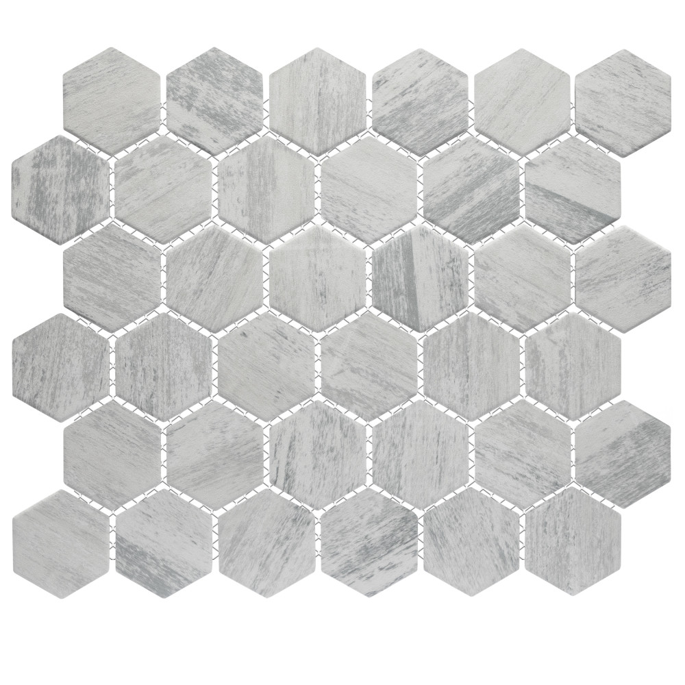 Sample – Cassis 2″ Hex White Porcelain Mosaic Tile