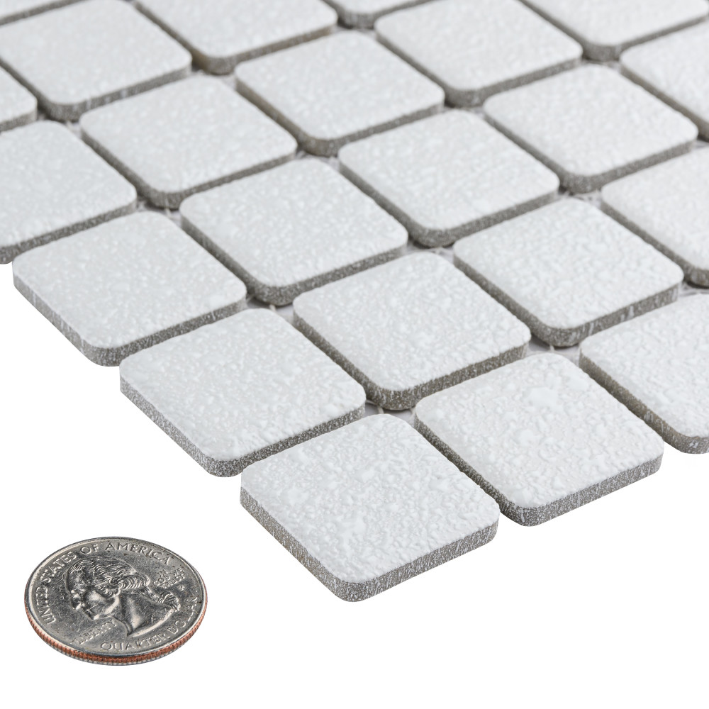 Crystalline Square White 12 in. x 12 in. Porcelain Mosaic Tile