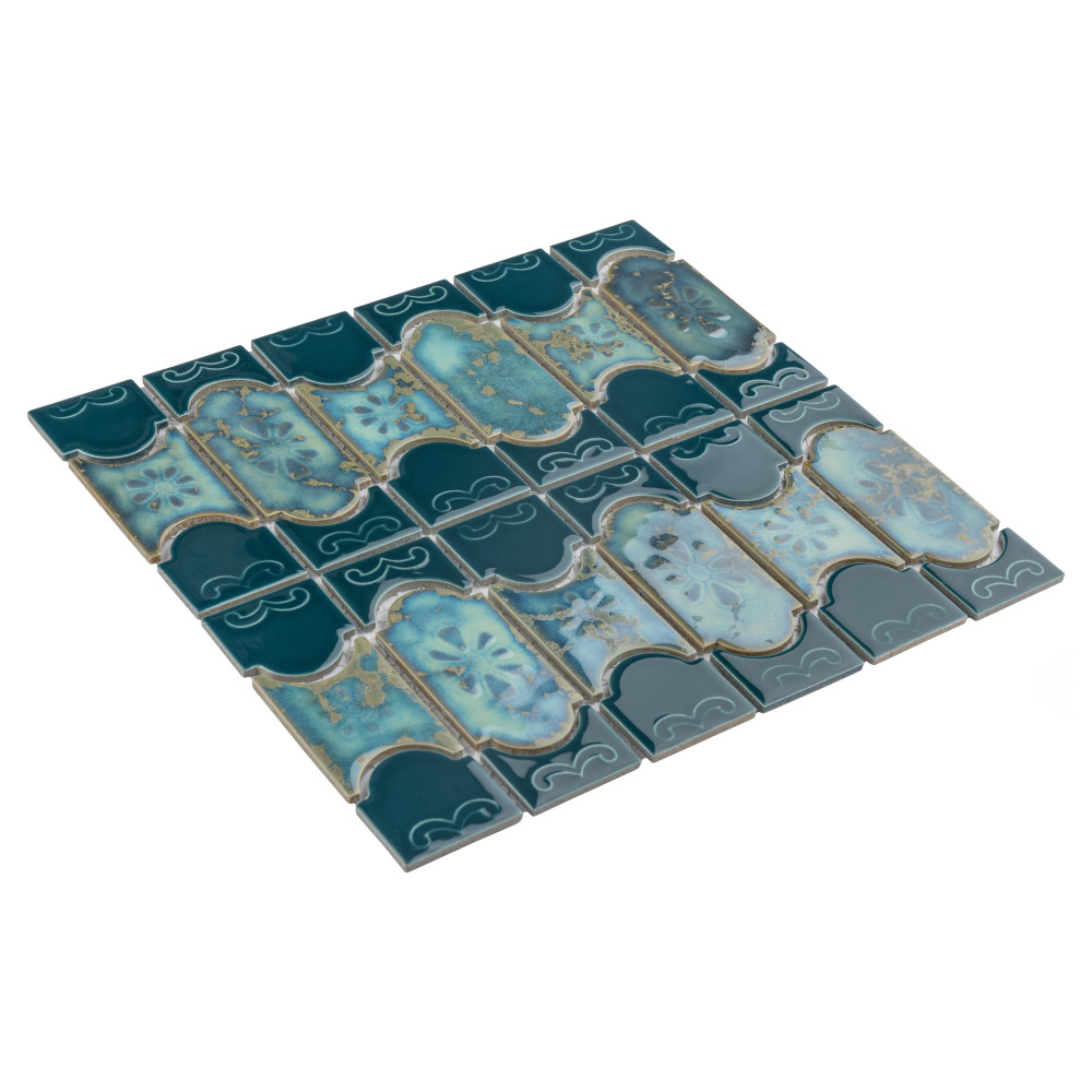 Montego Emerald 12 in. x 12-1/2 in. Porcelain Mosaic Tile