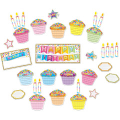 Smart Poly® Mini Bulletin Board Set, Birthday Confetti Design, 33 Pieces