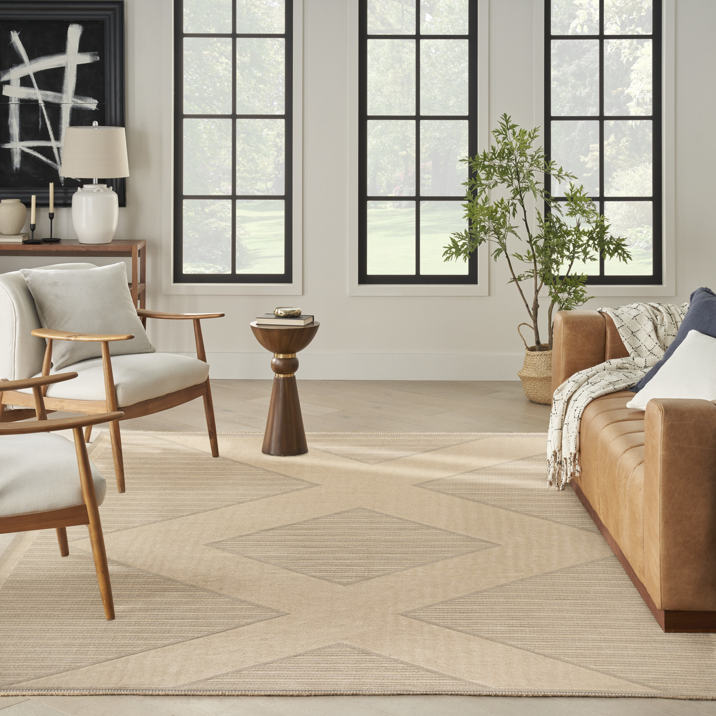 Nourison Washable Jute 7'10" x 9'10" Natural Beige Modern Indoor Rug