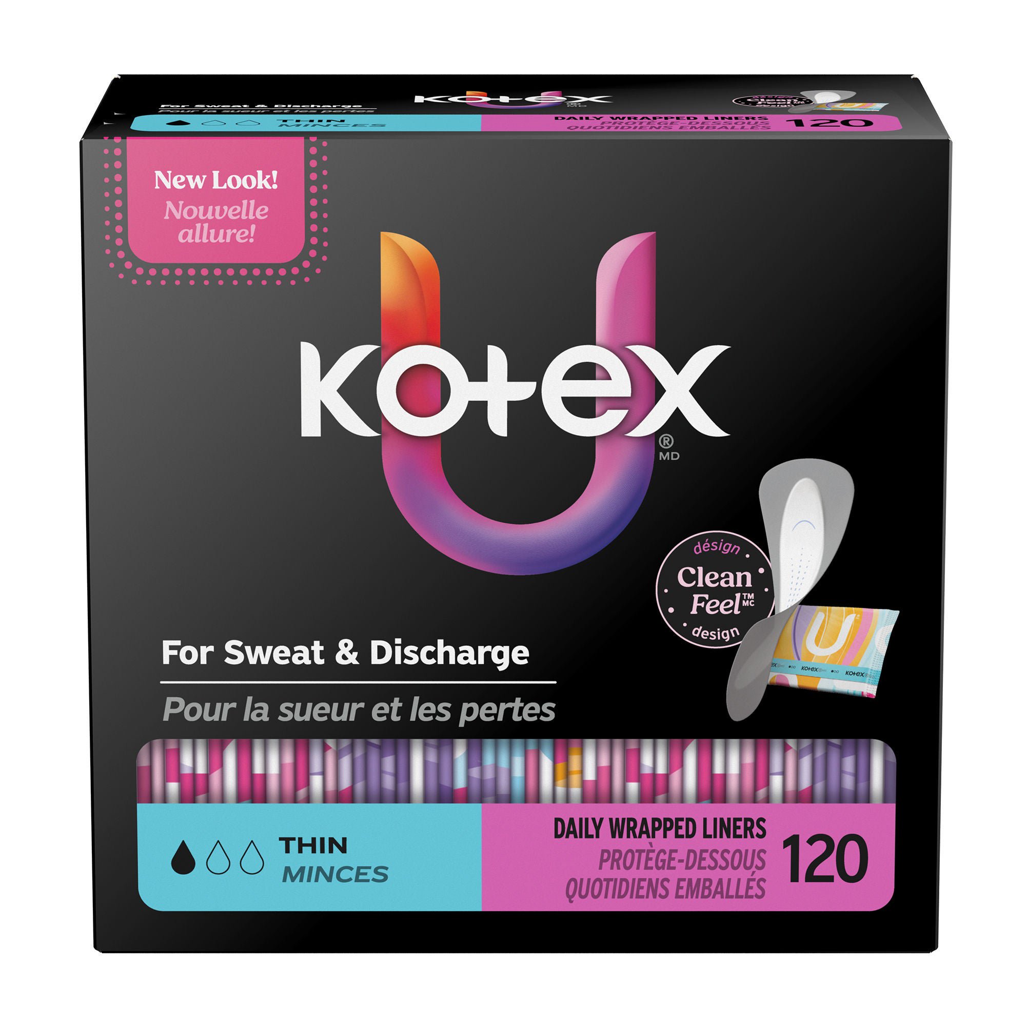 Kimberly Clark LINER, KOTEX PREM THIN F/W CORE (120/PK 5PK/CS)