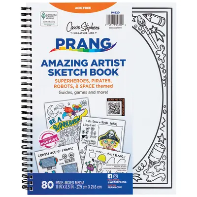 Prang Amazing Artist Sketch Book By Cassie Stephens, White, 8.5” x 11”, 40 Sheets