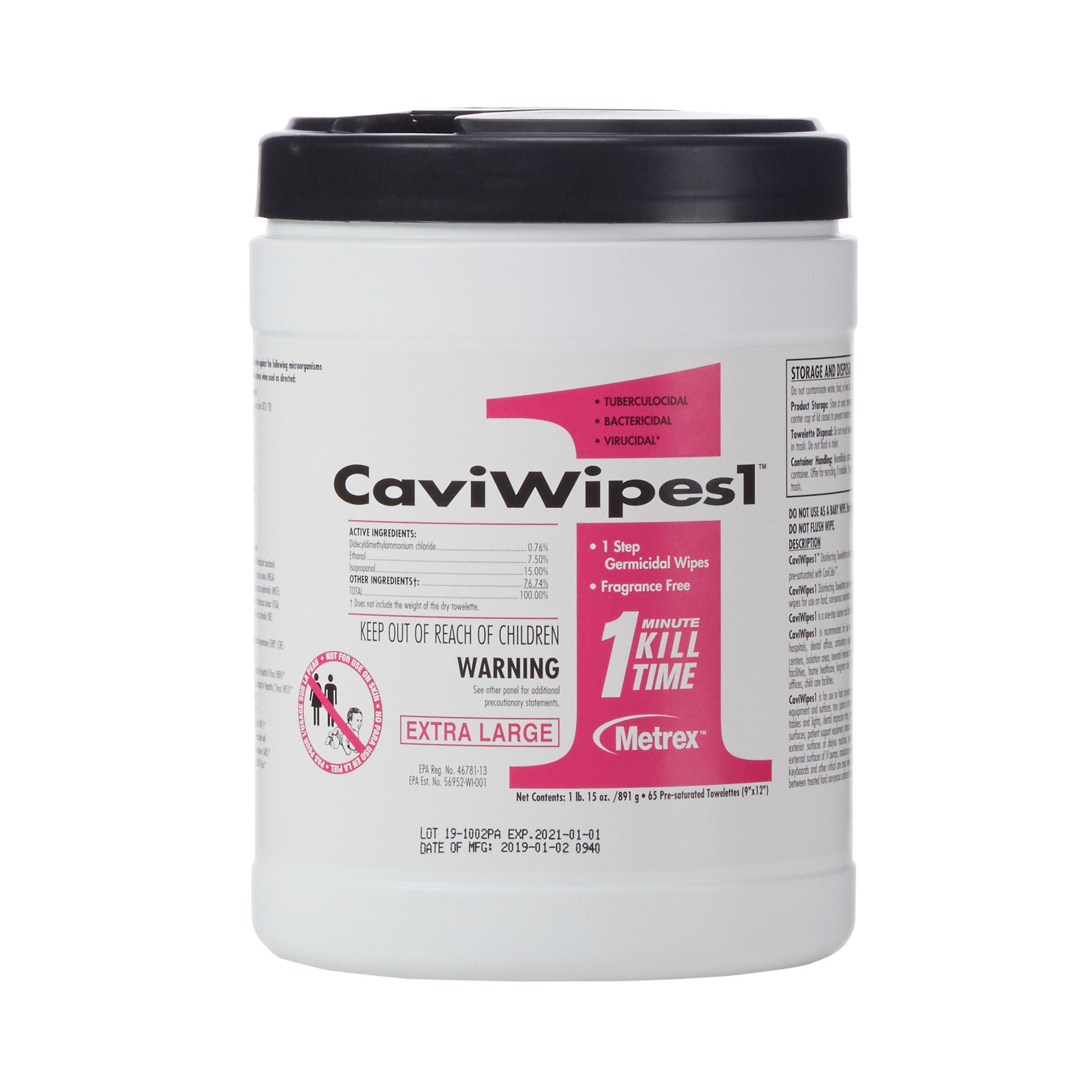 CaviWipes1 Surface Disinfectant, Alcohol Based, nonsterile, Disposable