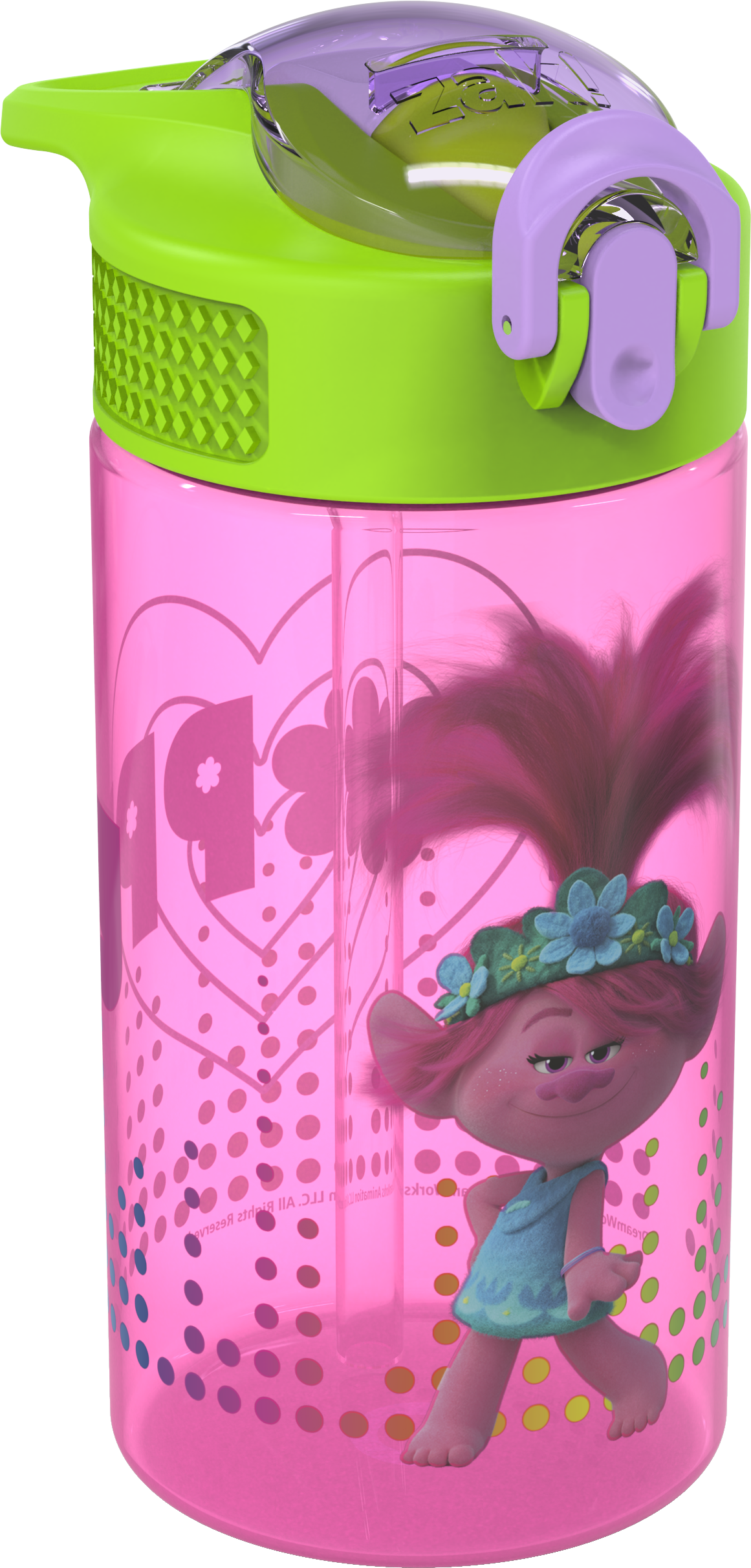 Trolls 2 Movie 16 ounce Reusable Plastic Water Bottle with Straw, Poppy, 2-piece set slideshow image 11