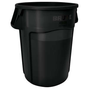 Rubbermaid Commercial, VENTED BRUTE®, 32gal, Resin, Black, Round, Receptacle