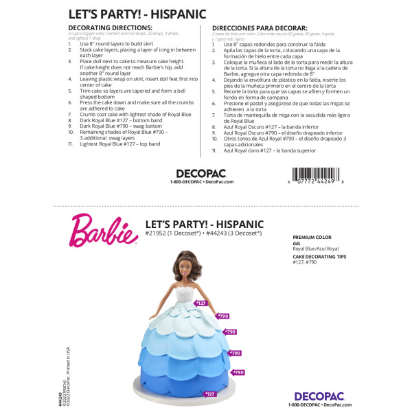 Barbie® Doll Let's Party! Hispanic Cake Decorating Instruction Card