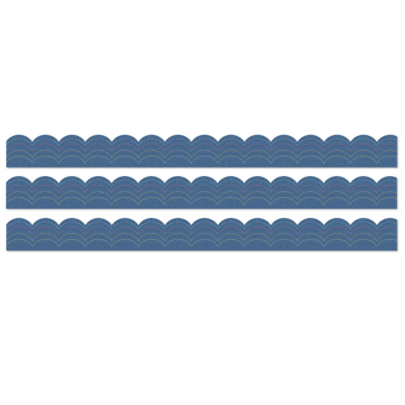Crafty and Cool Denim Scalloped Bulletin Board Borders, 39 Feet Per Pack, 3 Packs