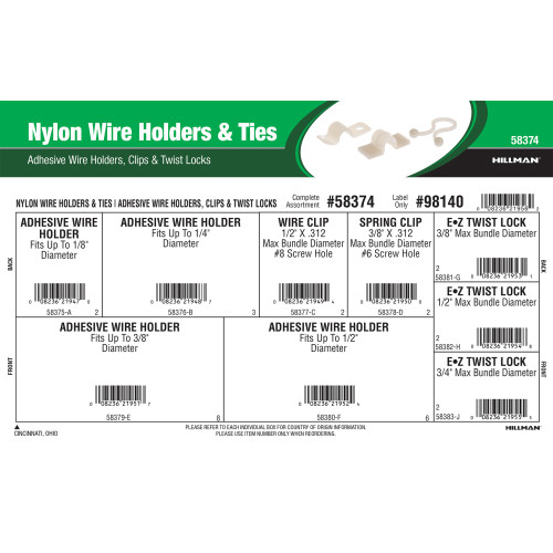 Nylon Wire Holders and Ties Assortment (Adhesive Wire Holders, Clips, & Twist Locks)