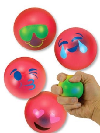 Toys Kids Love Stickers® 12 per Pack Emoji Squeeze Balls 2-1/2 Inch Diameter