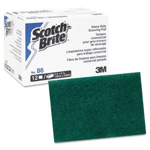 3M, Scotch-Brite, Heavy Duty Scour Pad 86, Rectangle, 6"x9", Green