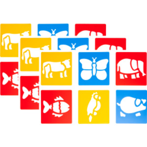 Animal Stencils, Plastic, 6 Count, Pack of 3