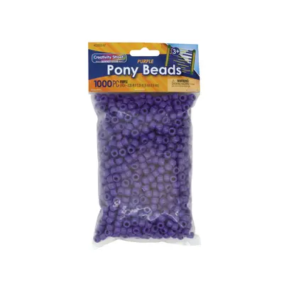 Creativity Street  Pony Beads, Purple,  6 mm x 9 mm, 1000 Pieces