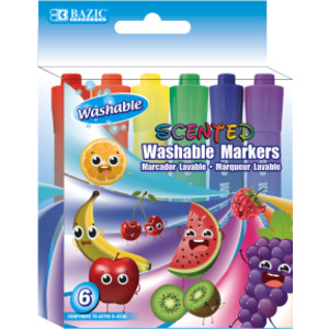 Rotuladores Lavables, Perfumados, 6 colores