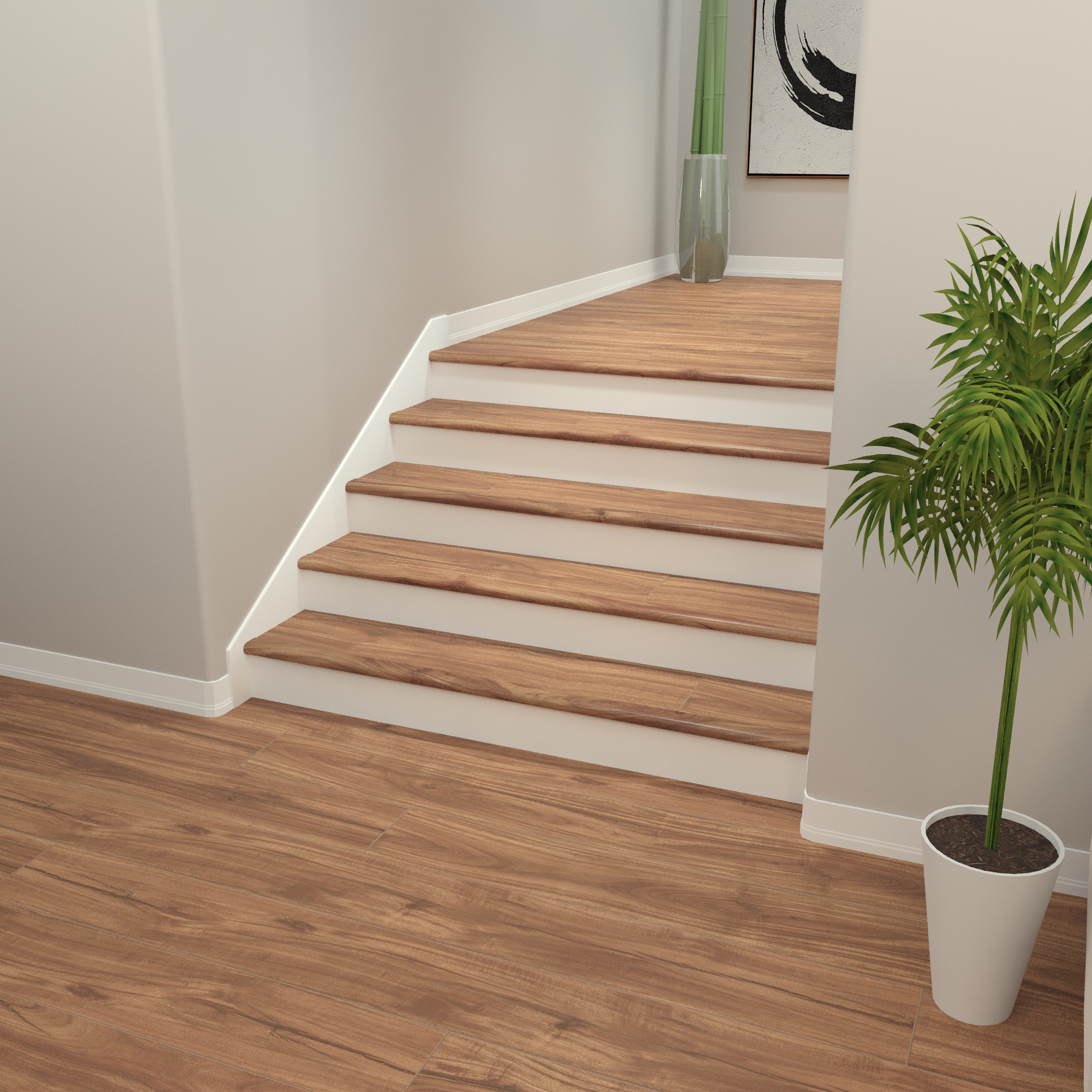 Classic Acacia Cali Vinyl Stair Nosing Overlap Windansea view 2