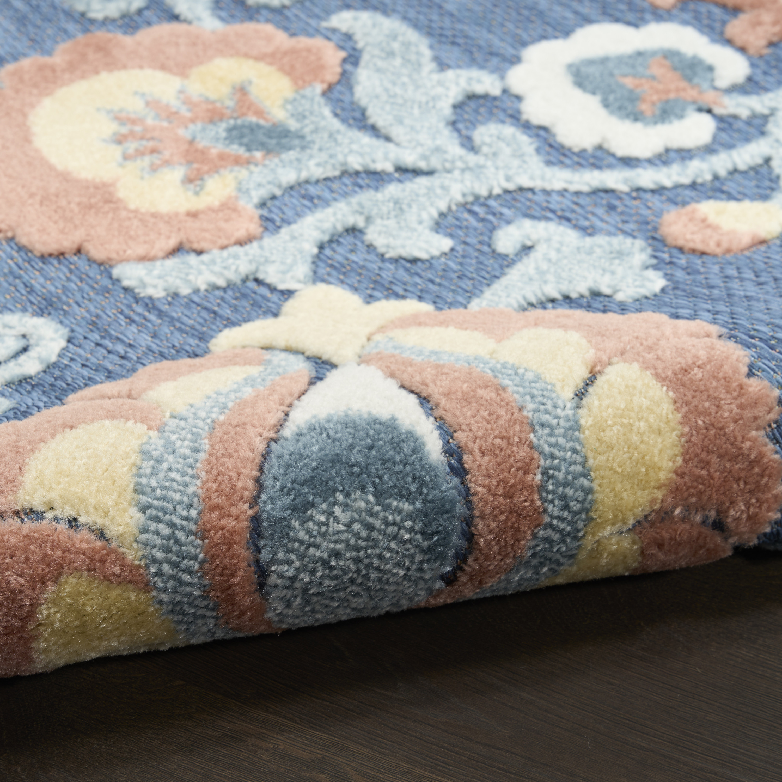 Nourison Aloha 7'10" x 10'6" Blue Rose Farmhouse Rug