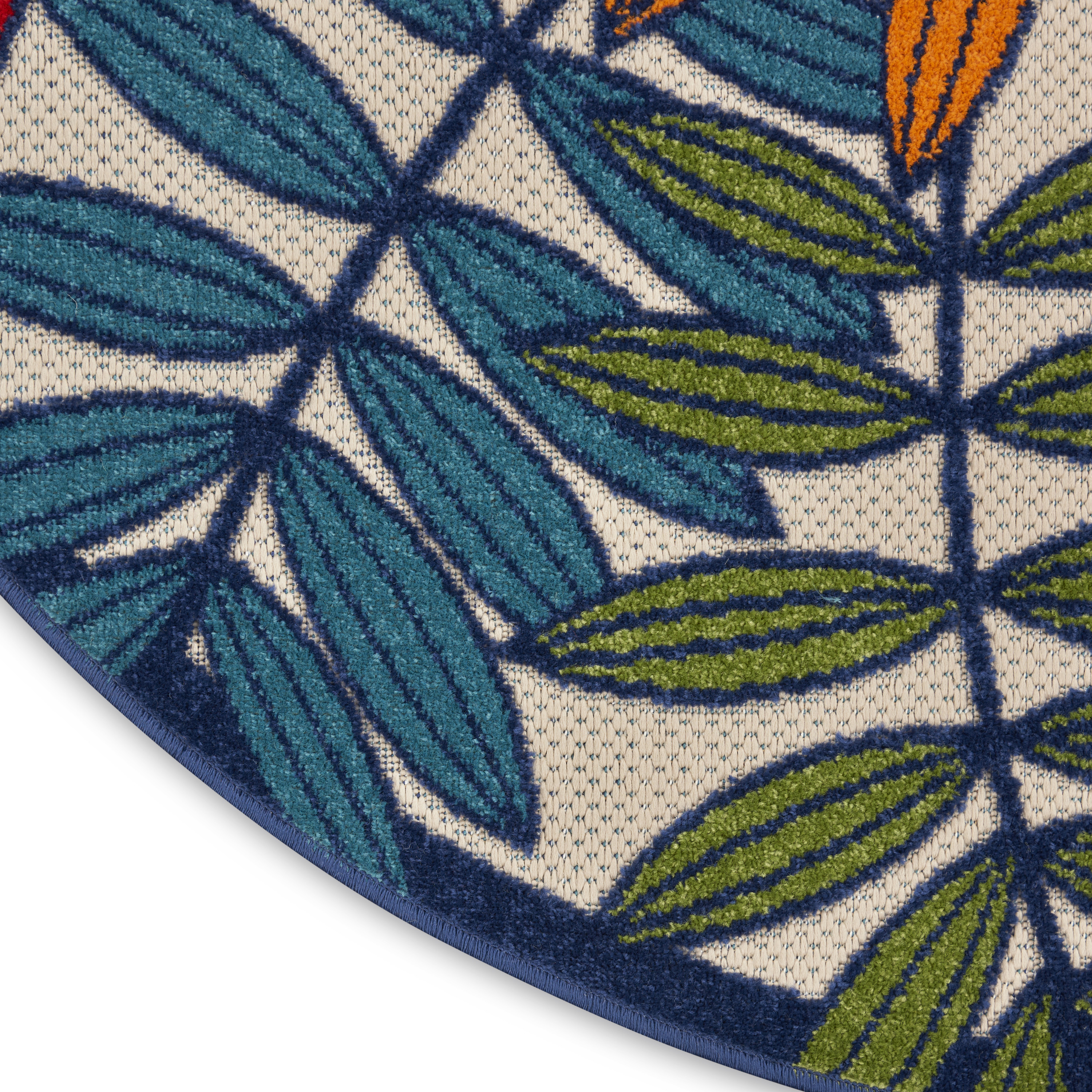 Nourison Aloha 4' x Round Multicolor Tropical Rug