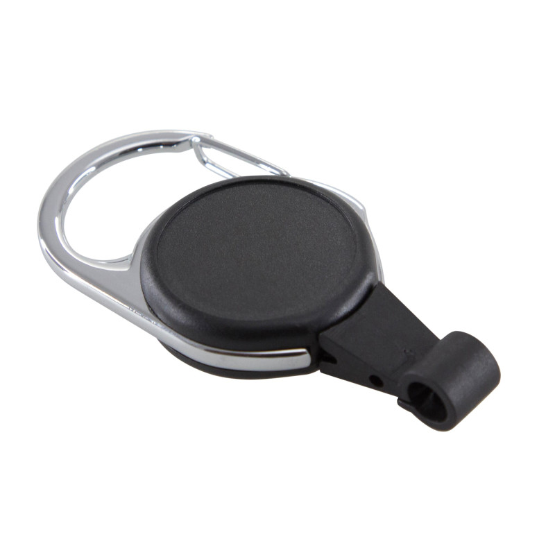 No-Twist Carabiner ID Card Reel with Slot Hook, Black