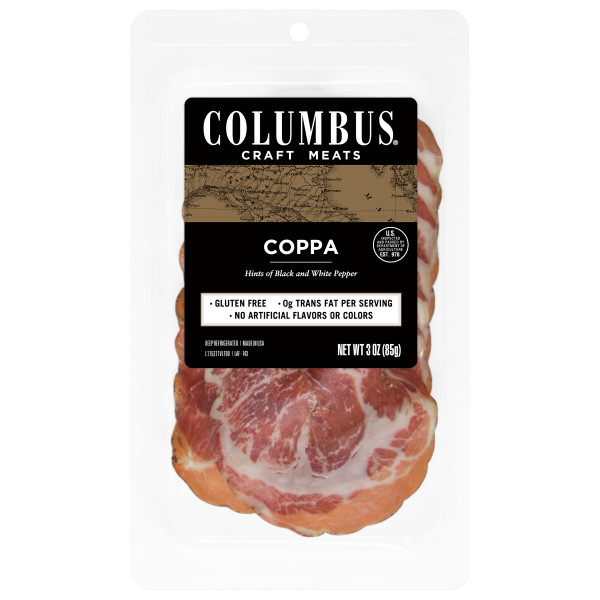 COLUMBUS(r) Sliced Dry Coppa, 12/3oz . C1N1 - Front No Plunge In Package (Hi Res)