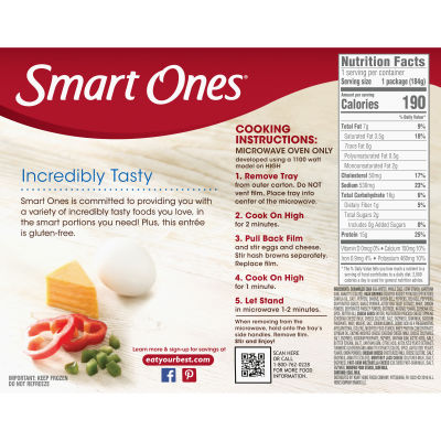 Smart Ones Scramble, Hash Browns, Eggs, Cheddar, Monterey Jack, Mozzarella Frozen Meal, 6.49 oz Box