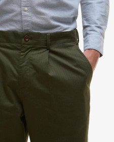 Herringbone Cotton Trousers Classic Green