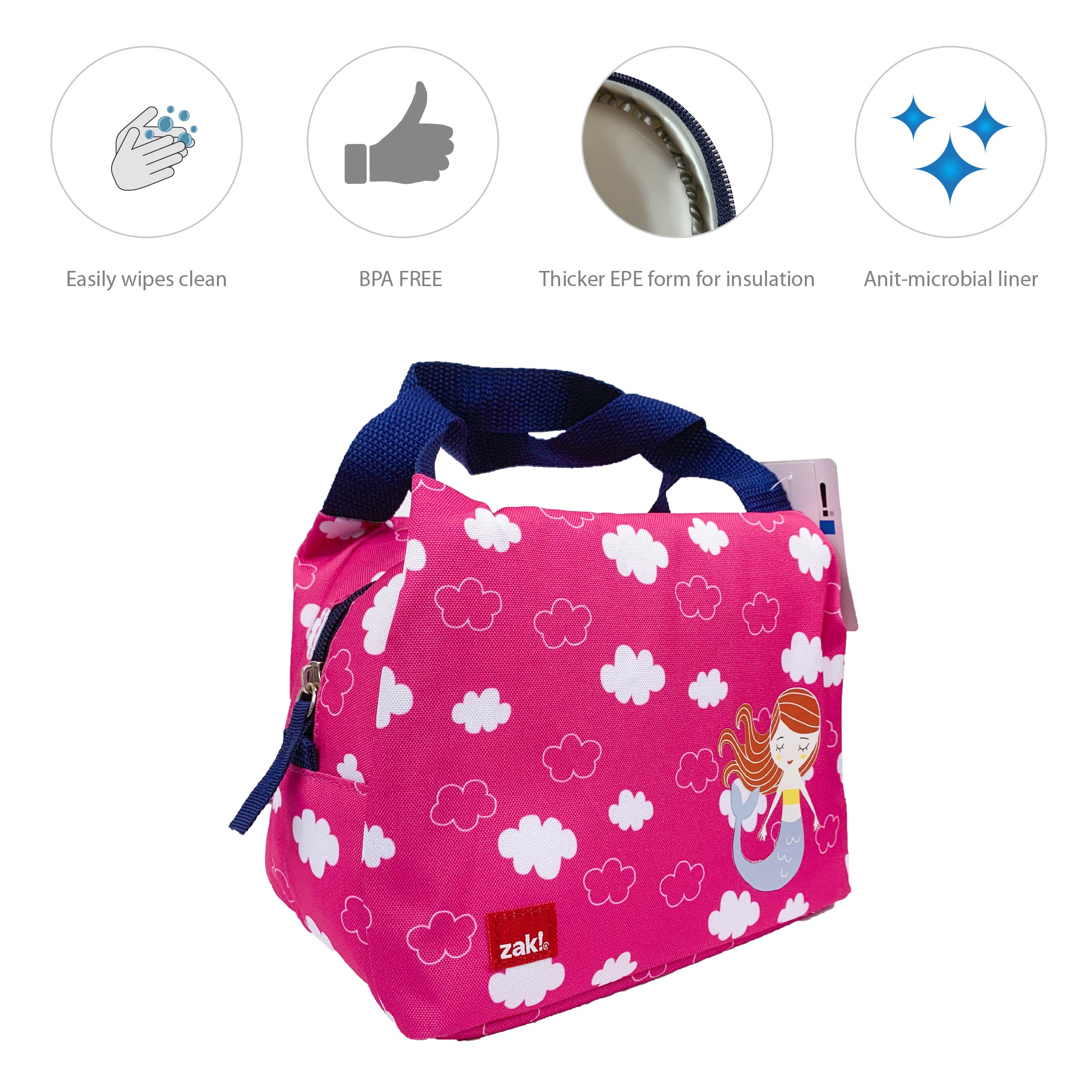 Happy Things Purse Style Insulated Reusable Lunch Bag, Mermaids slideshow image 6 Happy Things Purse Style Insulated Reusable Lunch Bag, Mermaids slideshow image 6