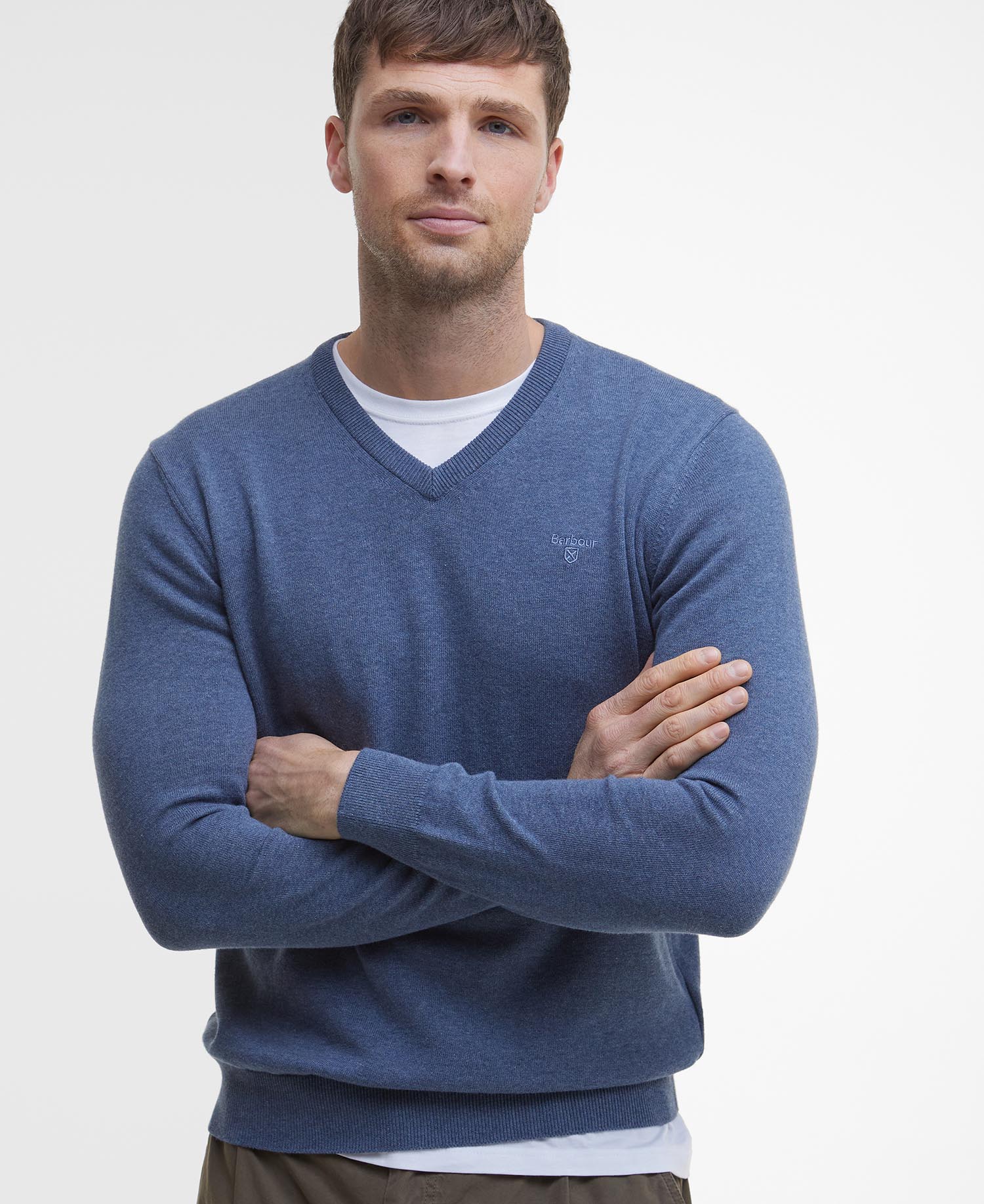 Pima Cotton V-Neck Jumper image number 3
